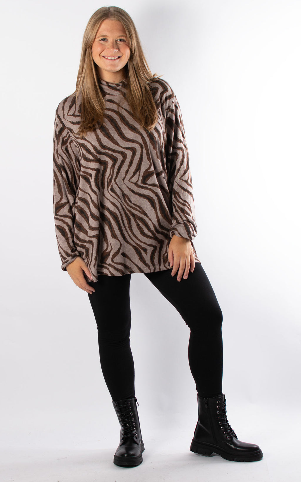 Animal Print High Neck | Brown