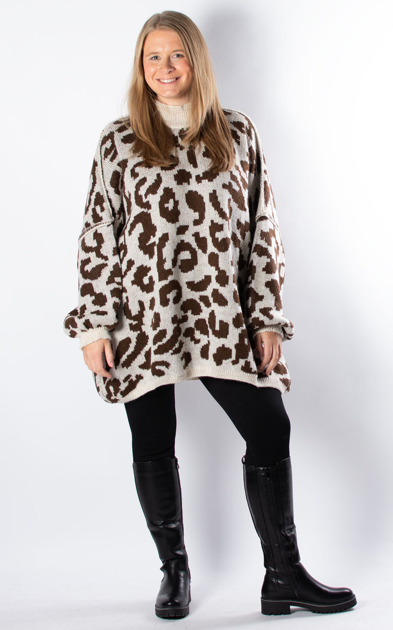 Animal Print Jumper | Chocolate