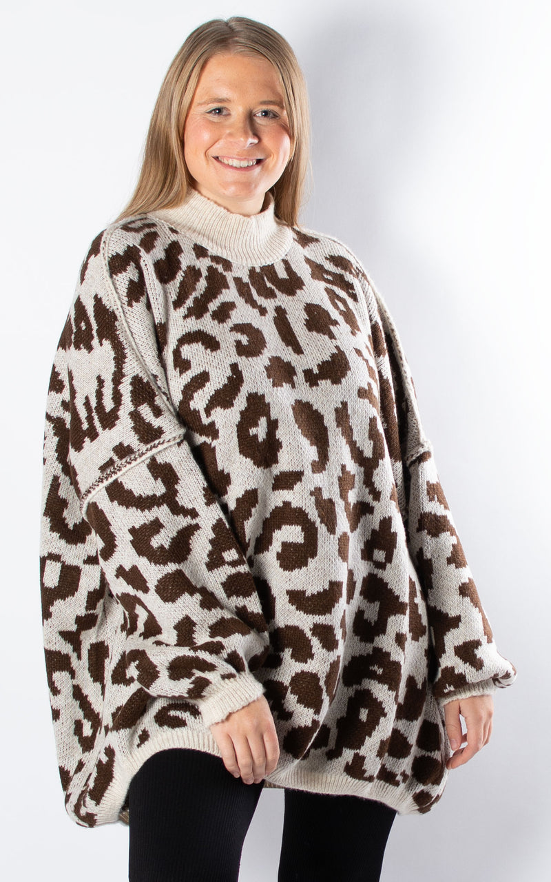 Animal Print Jumper | Chocolate