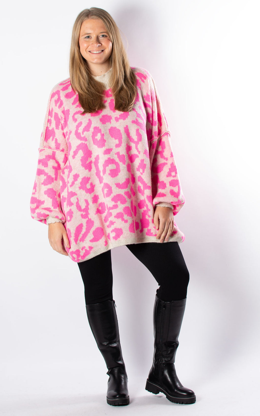 Animal Print Jumper | Neon Pink