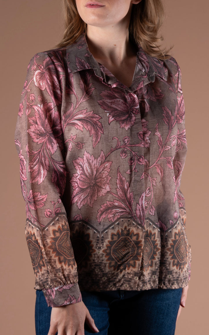 Antique Floral Shirt | Mocha