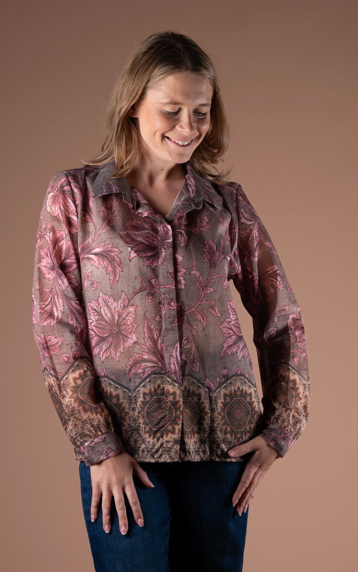 Antique Floral Shirt | Mocha