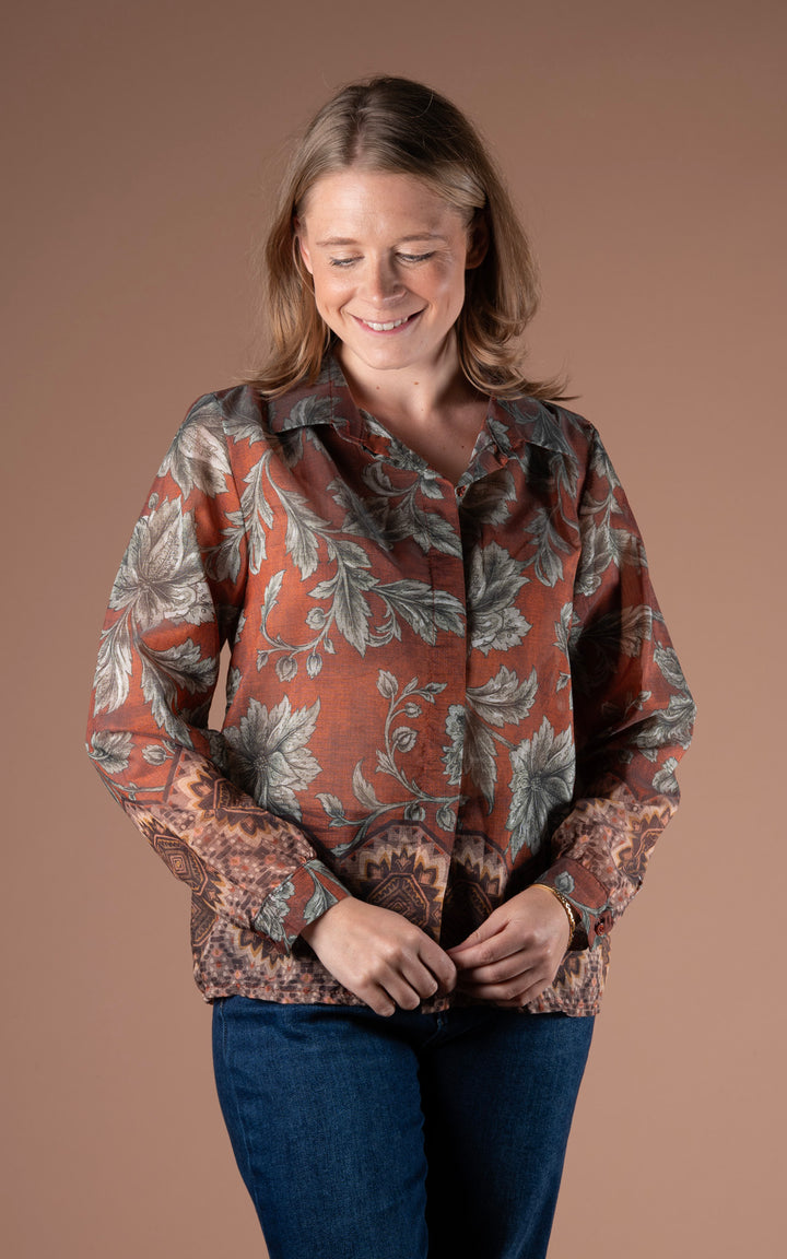 Antique Floral Shirt | Rust