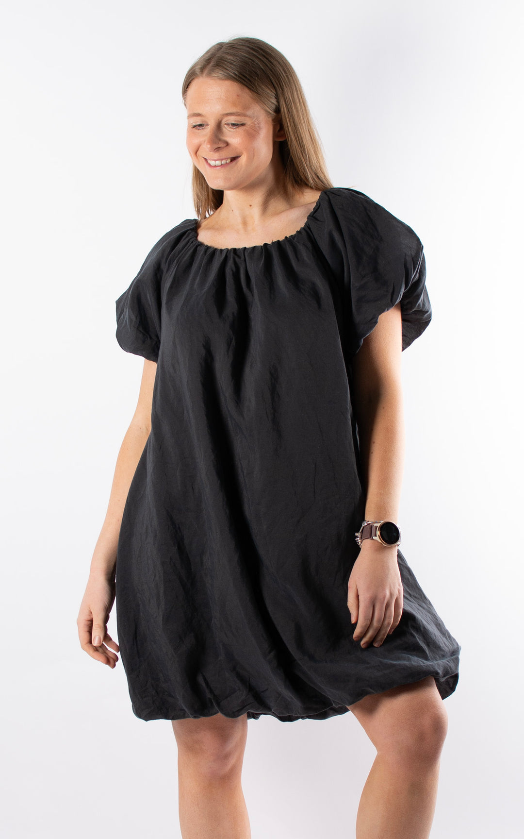 Ariella Bubble Hem Dress  | Black