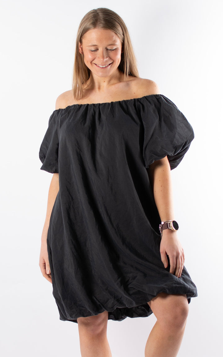 Ariella Bubble Hem Dress  | Black