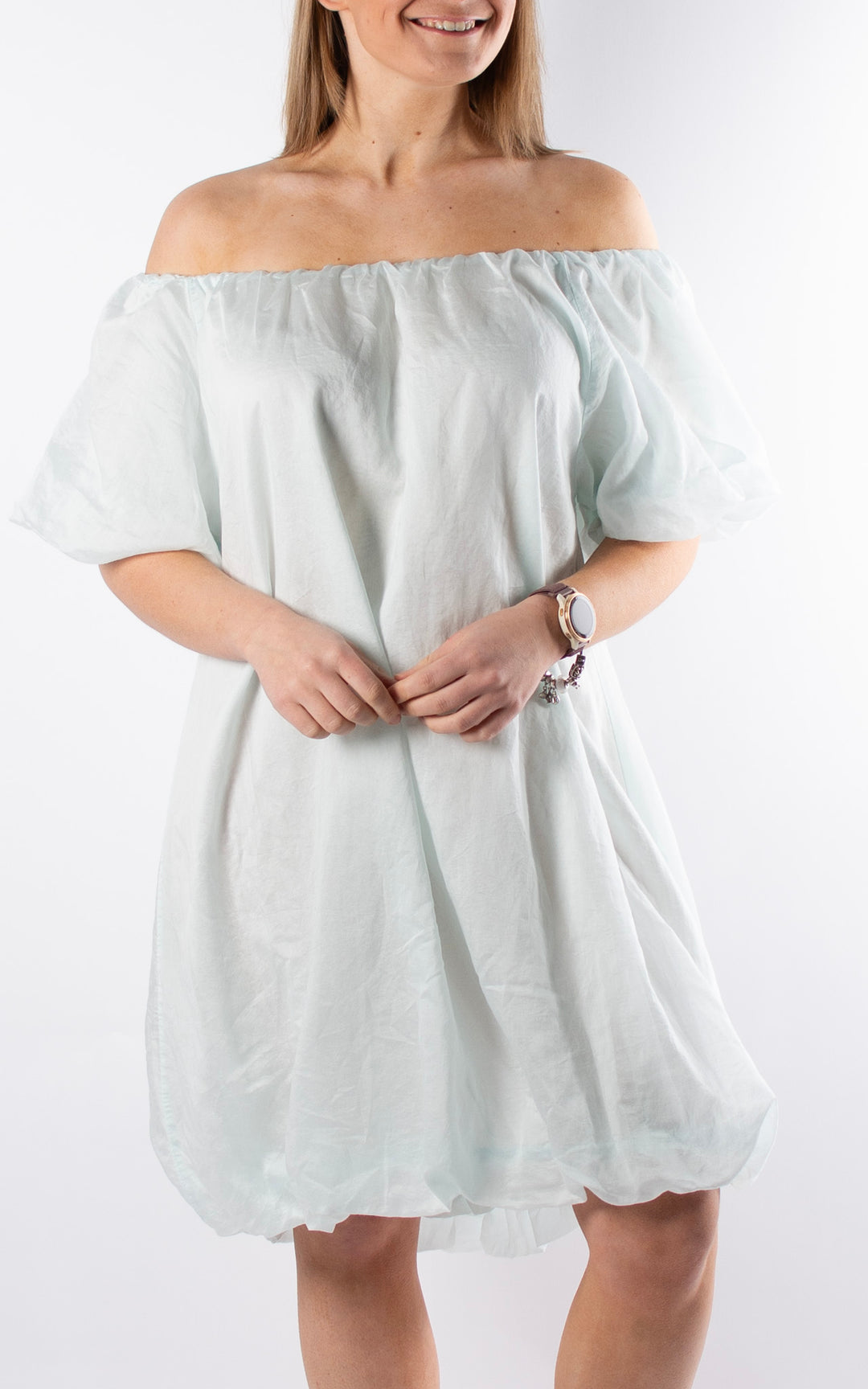 Ariella Bubble Hem Dress  | Pale Blue