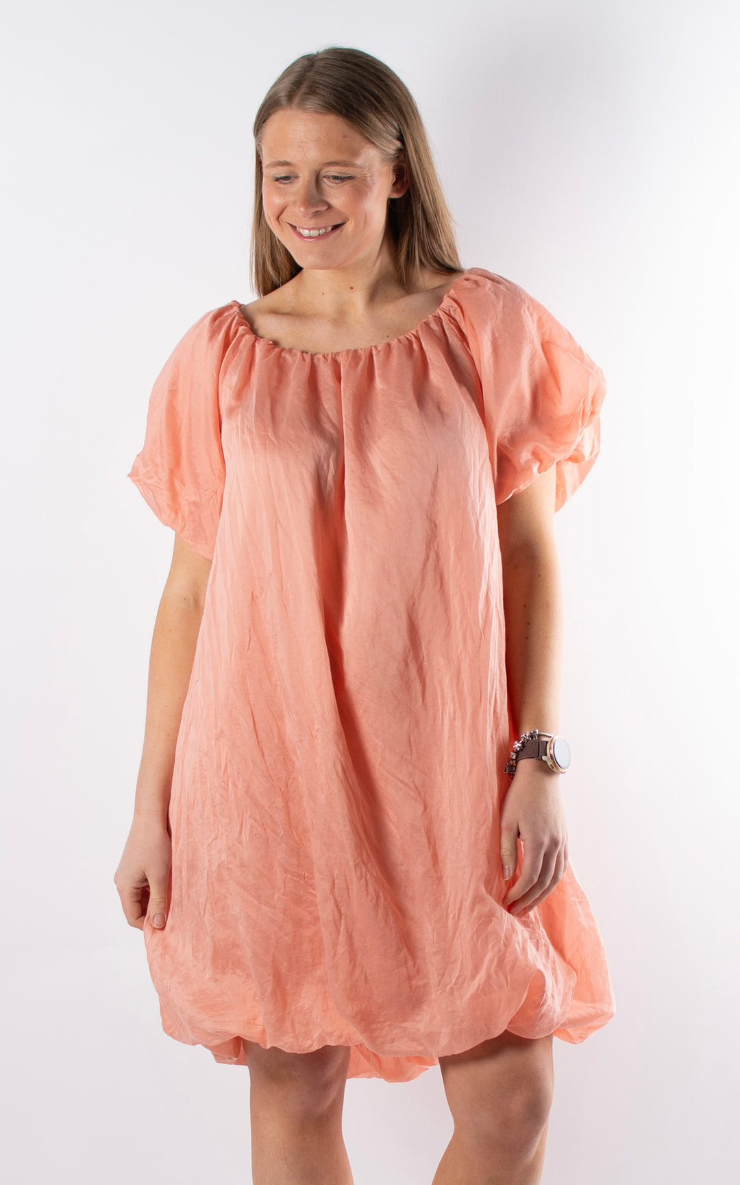 Ariella Bubble Hem Dress  | Peach