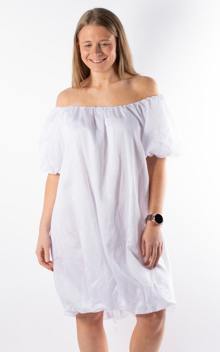 Ariella Bubble Hem Dress  | White