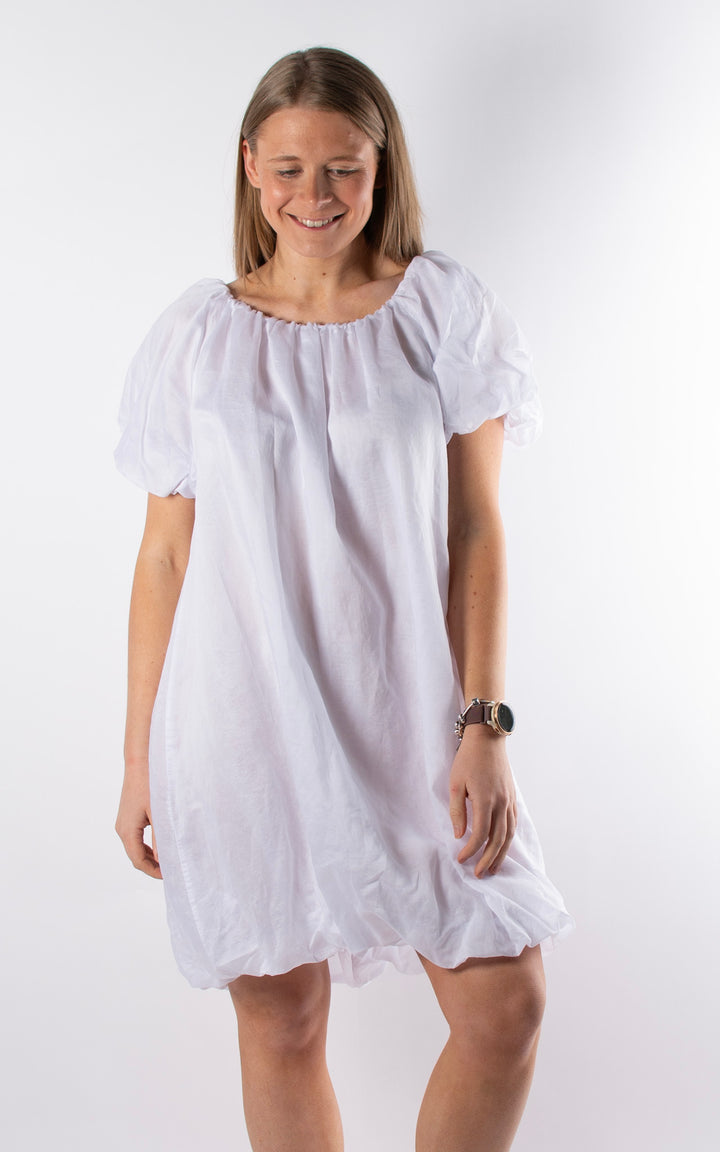 Ariella Bubble Hem Dress  | White