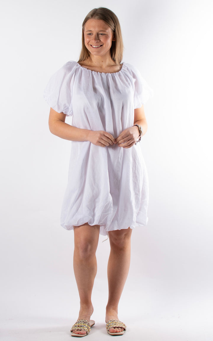 Ariella Bubble Hem Dress  | White