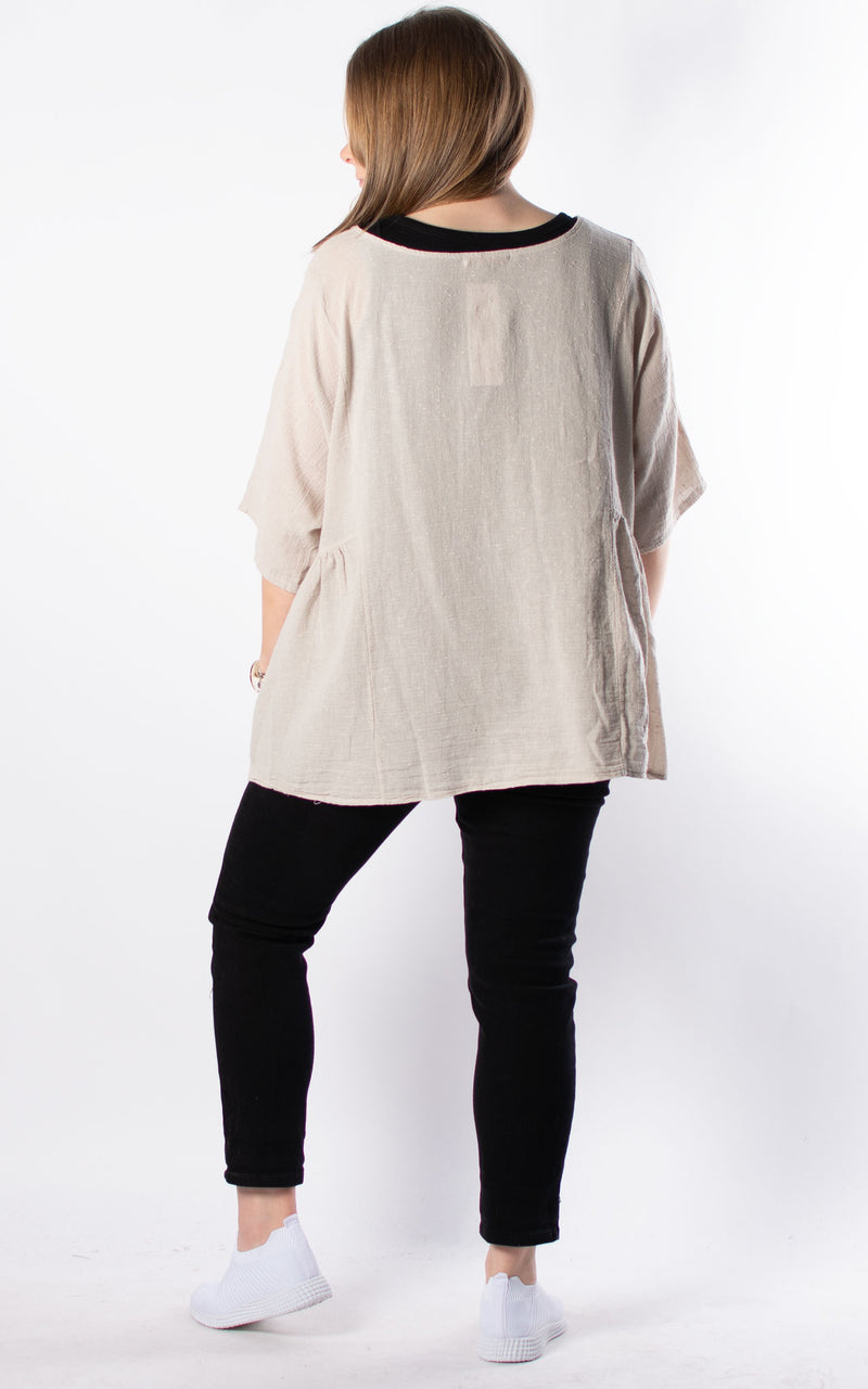 Arline Cheesecloth Top | Beige