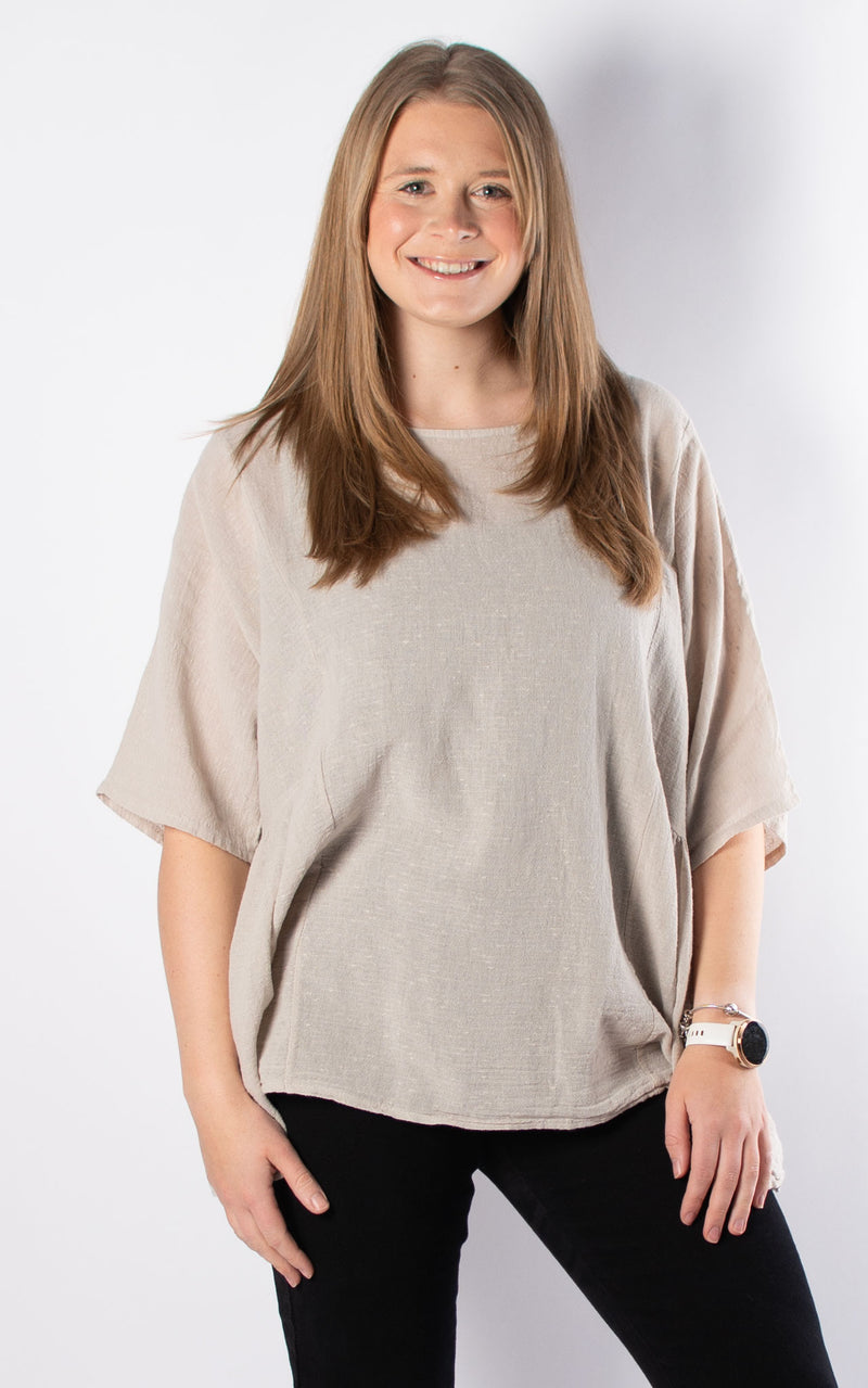 Arline Cheesecloth Top | Beige