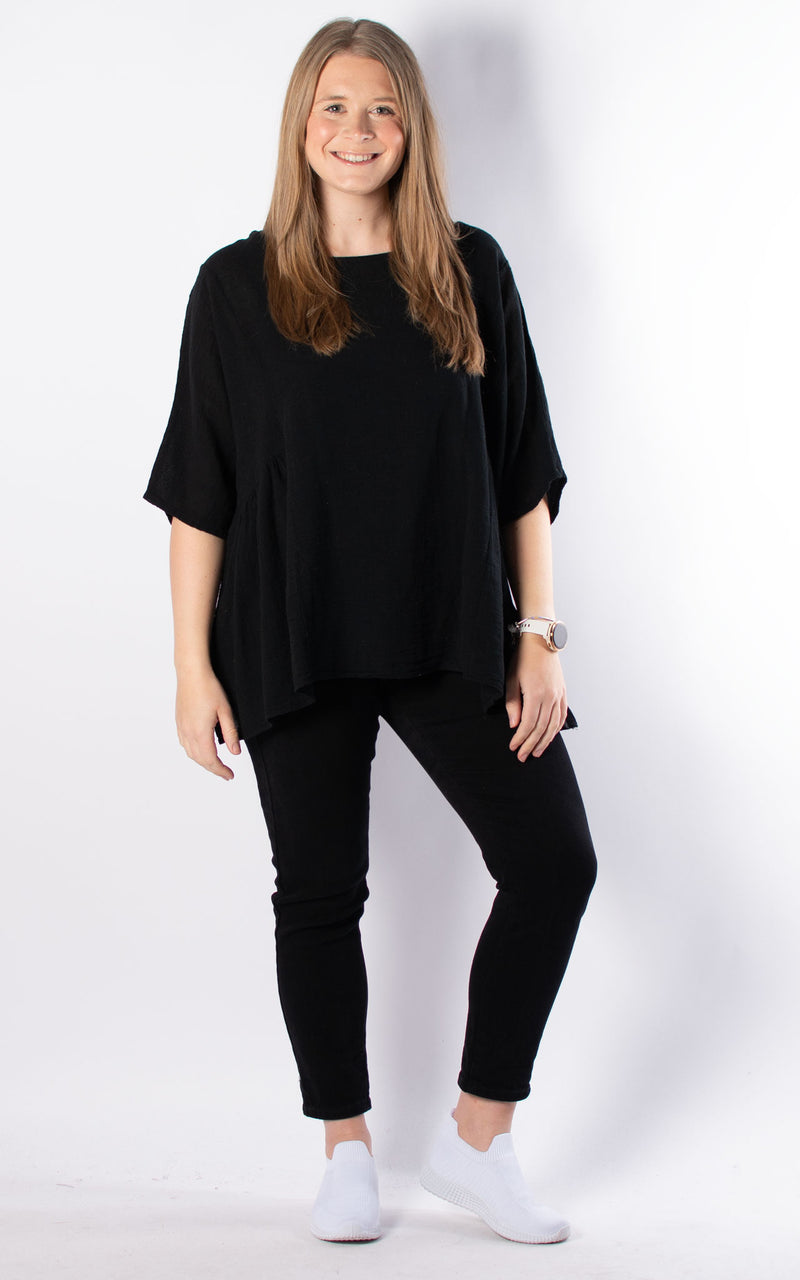 Arline Cheesecloth Top | Black