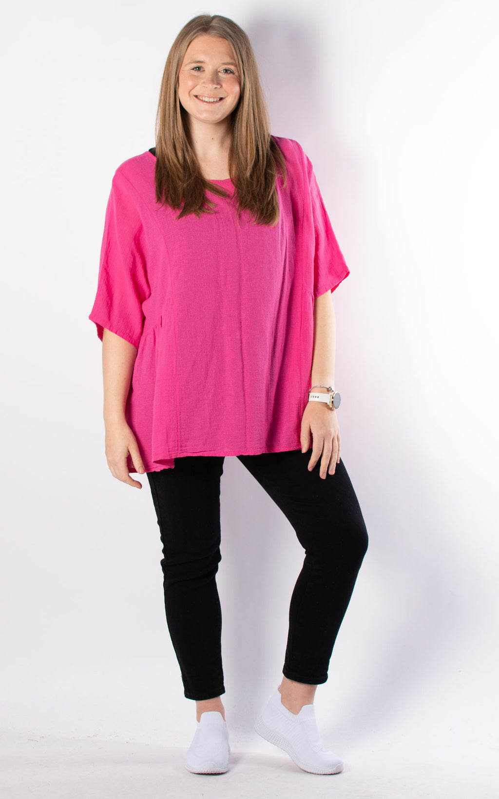 Arline Cheesecloth Top | Hot Pink