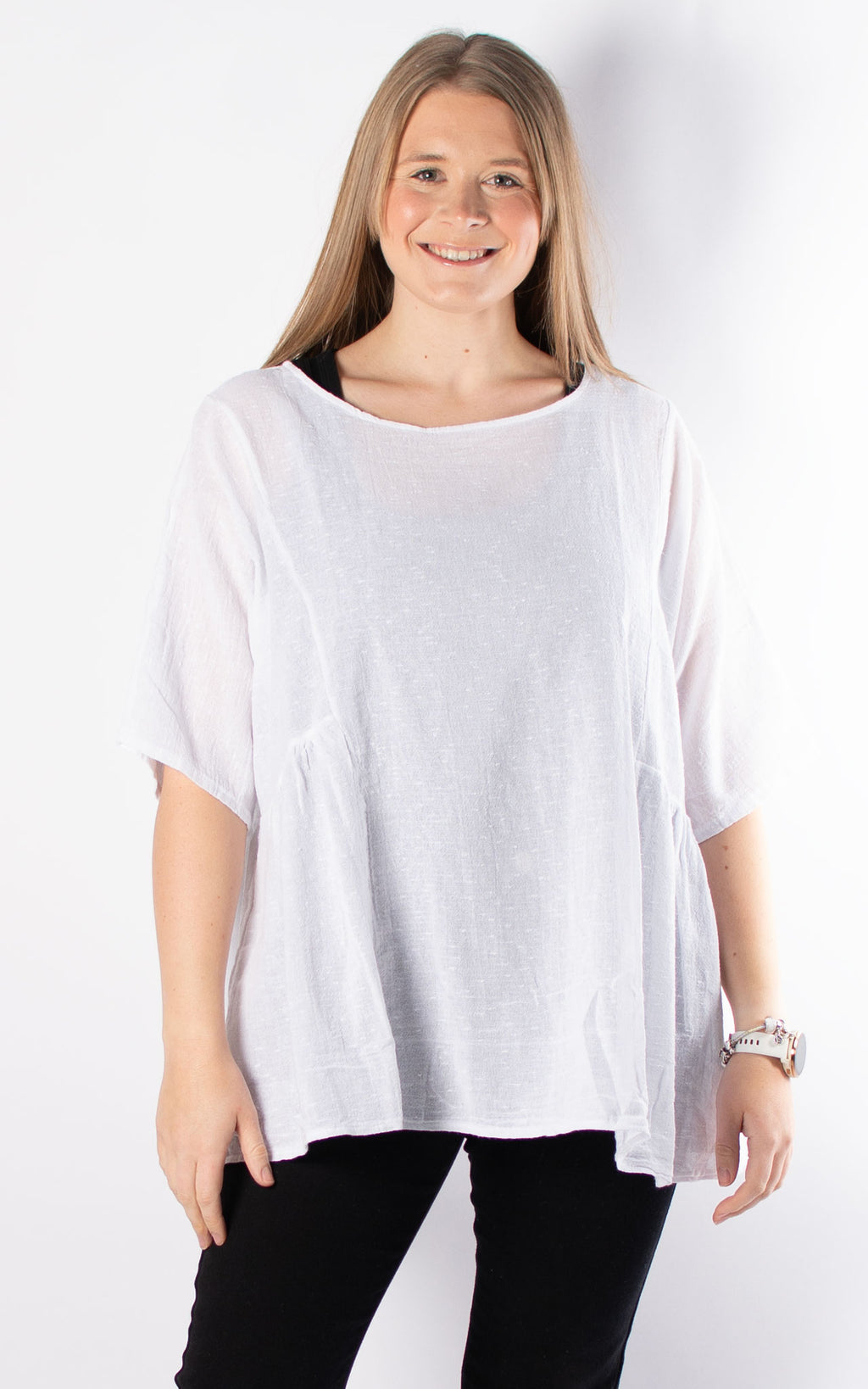 Arline Cheesecloth Top | White