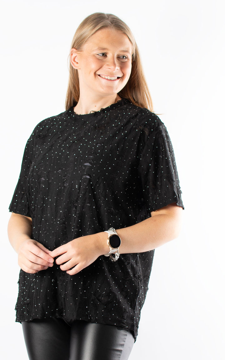Athena Sparkle Top | Black