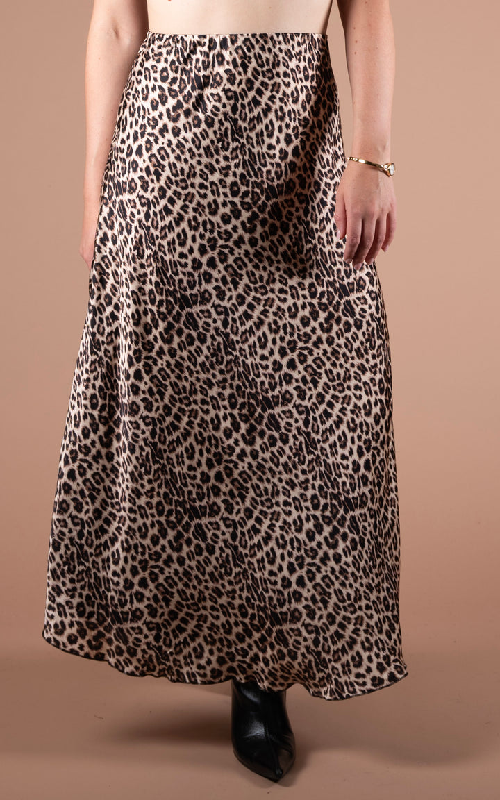 Aubrey Satin Skirt | Leopard Print