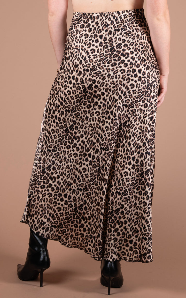 Aubrey Satin Skirt | Leopard Print