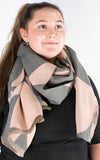 Autumn Winter Scarf | Contrast Shapes | Grey & Pink