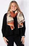 Autumn Winter Scarf | Flowers | Beige & Orange