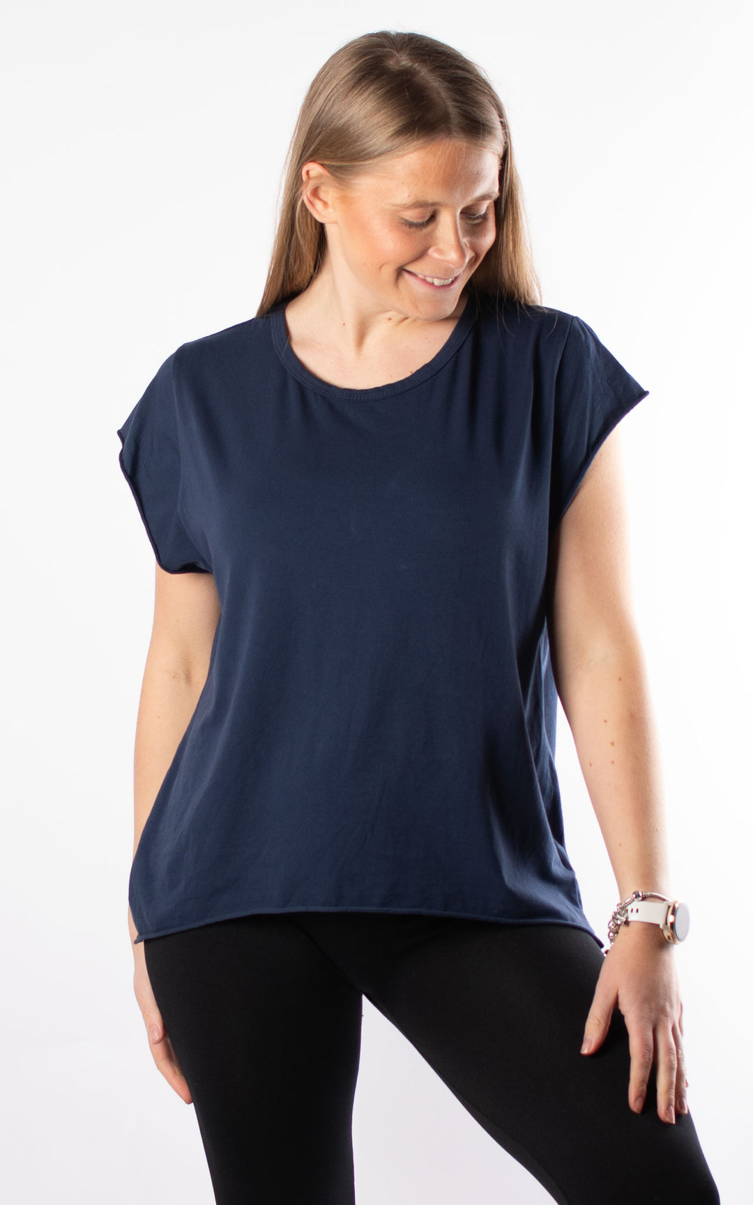 Basic Cap Sleeve T| Navy