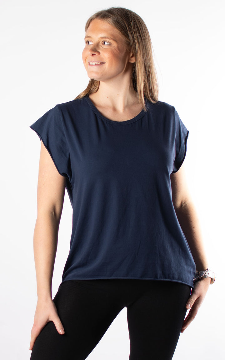 Basic Cap Sleeve T| Navy