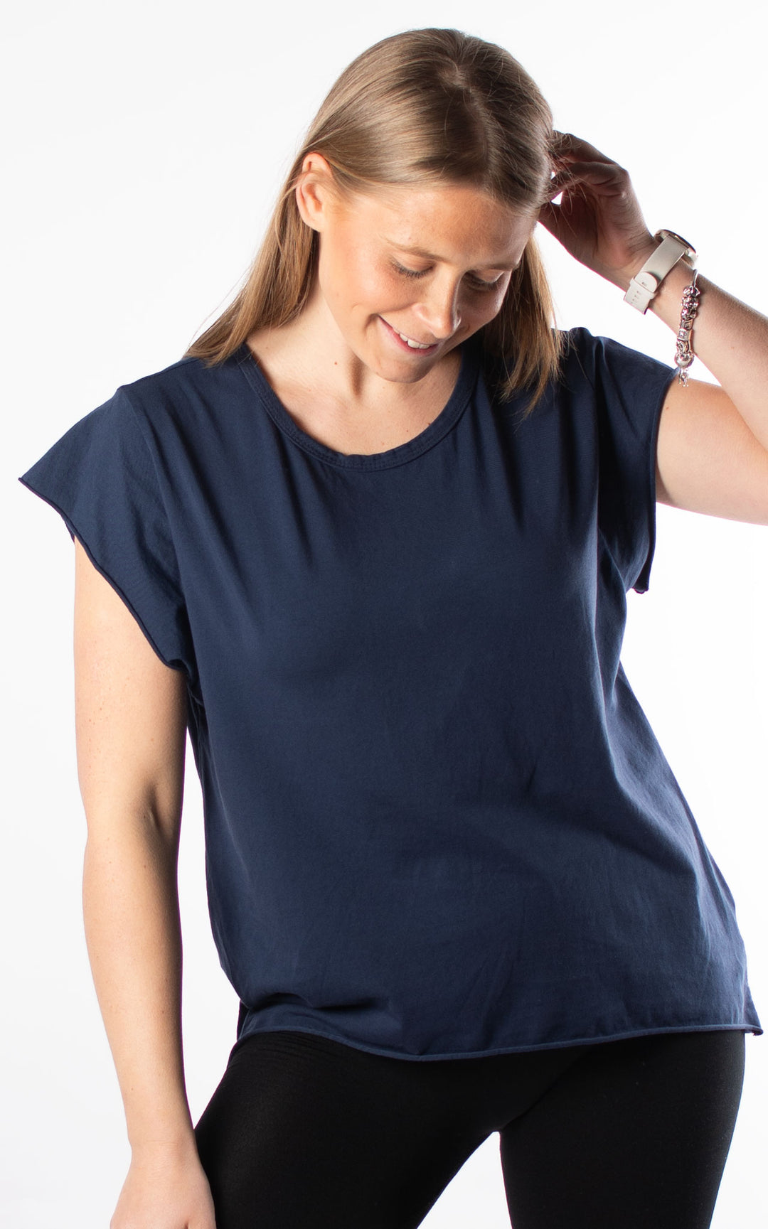 Basic Cap Sleeve T| Navy
