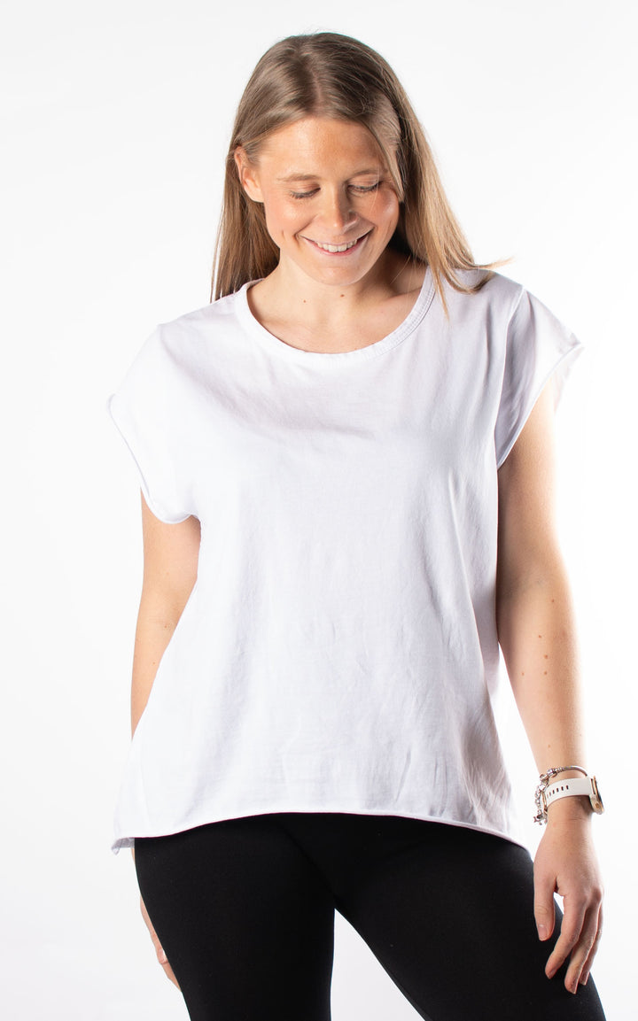 Basic Cap Sleeve T| White