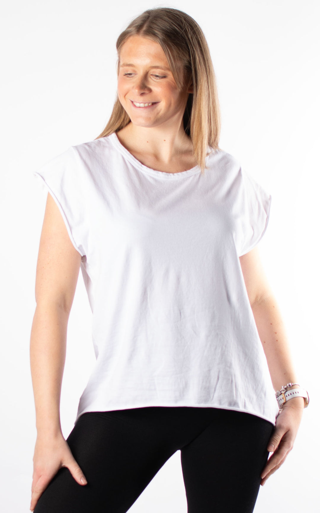 Basic Cap Sleeve T| White
