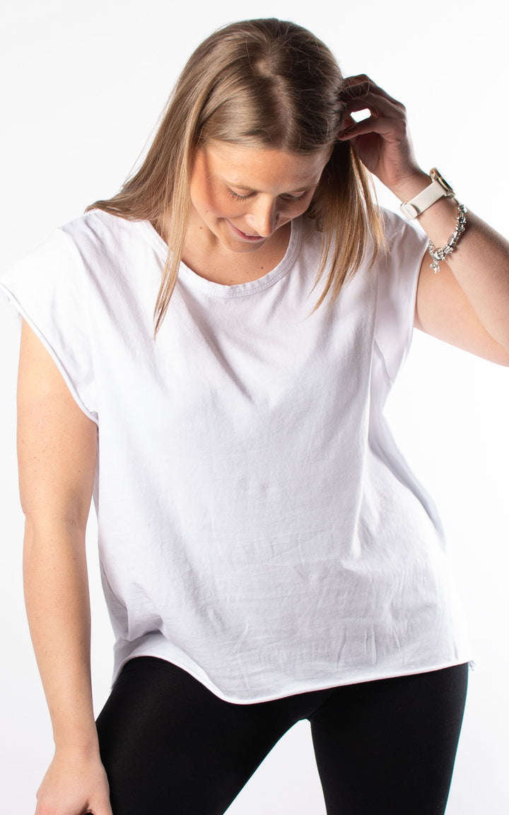 Basic Cap Sleeve T| White