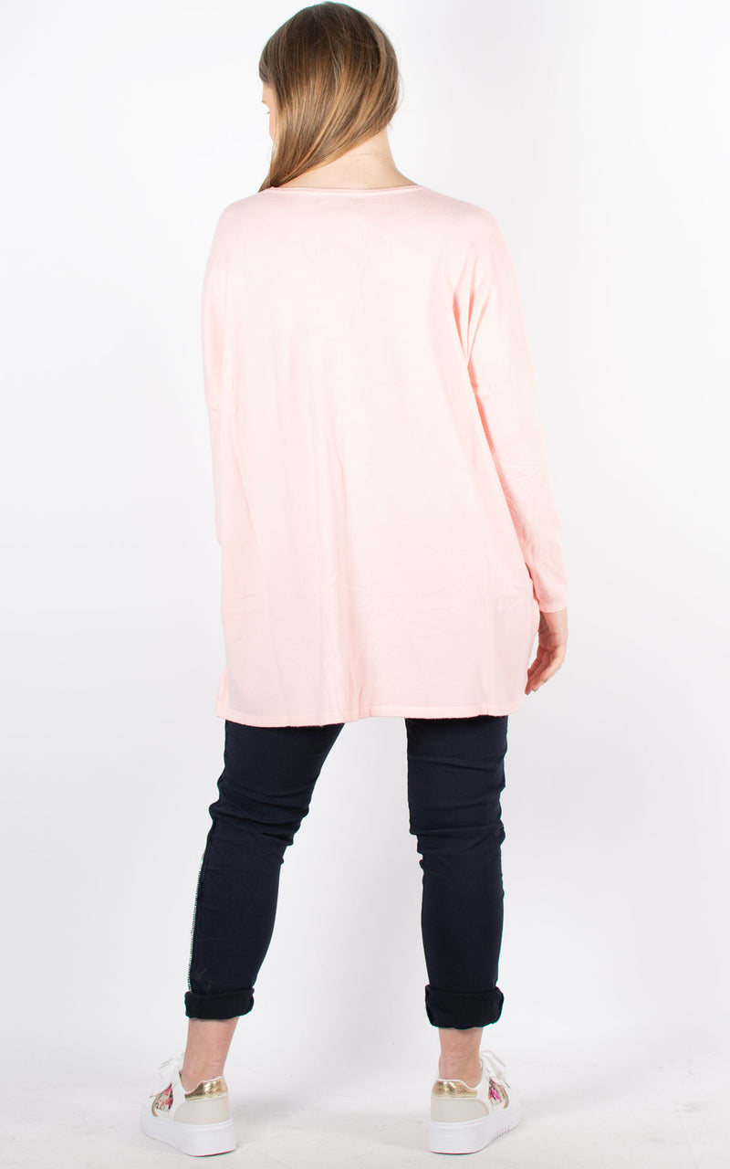 Basic V-neck Soft Knit | Baby Pink