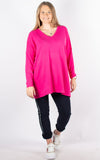 Basic V-neck Soft Knit | Hot Pink