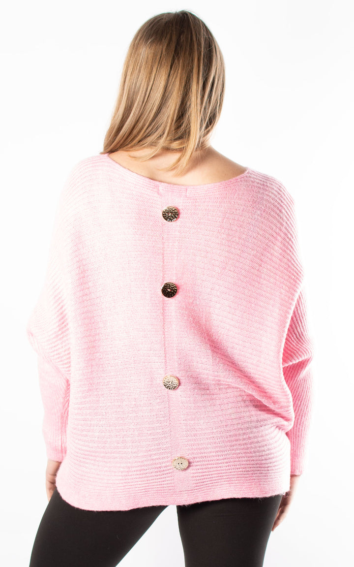 *PRE-ORDER* Batwing Button Back | Baby Pink