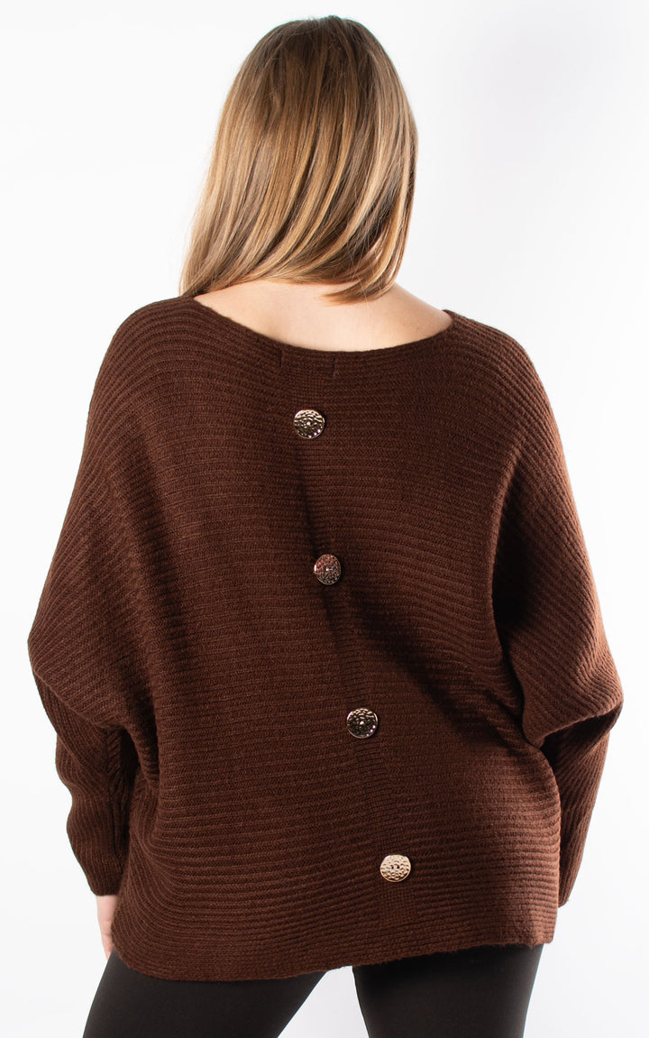 Batwing Button Back | Chocolate