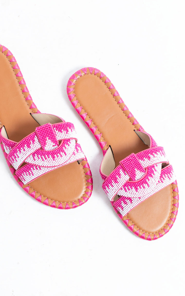 Beaded Sliders | Hot Pink