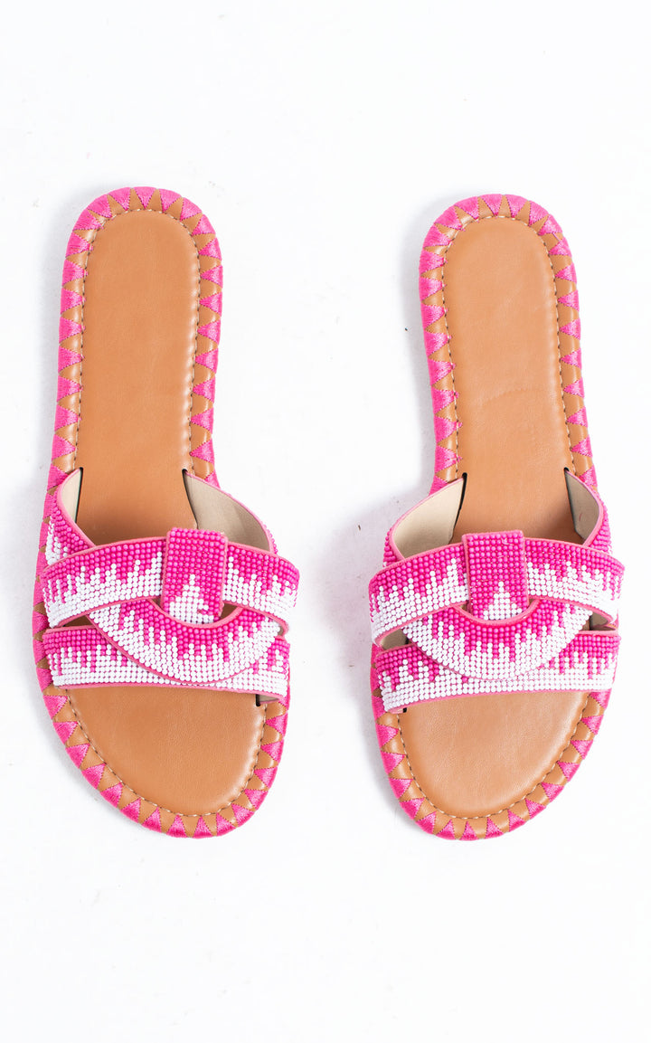 Beaded Sliders | Hot Pink