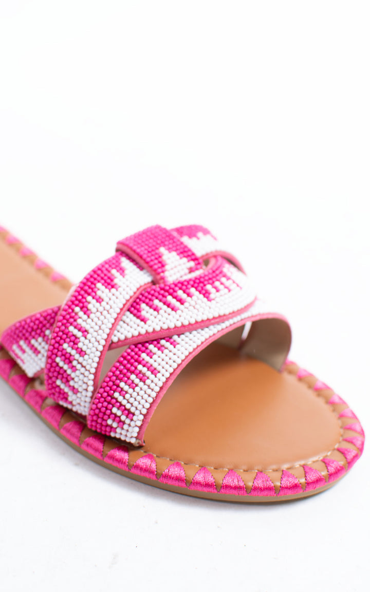 Beaded Sliders | Hot Pink
