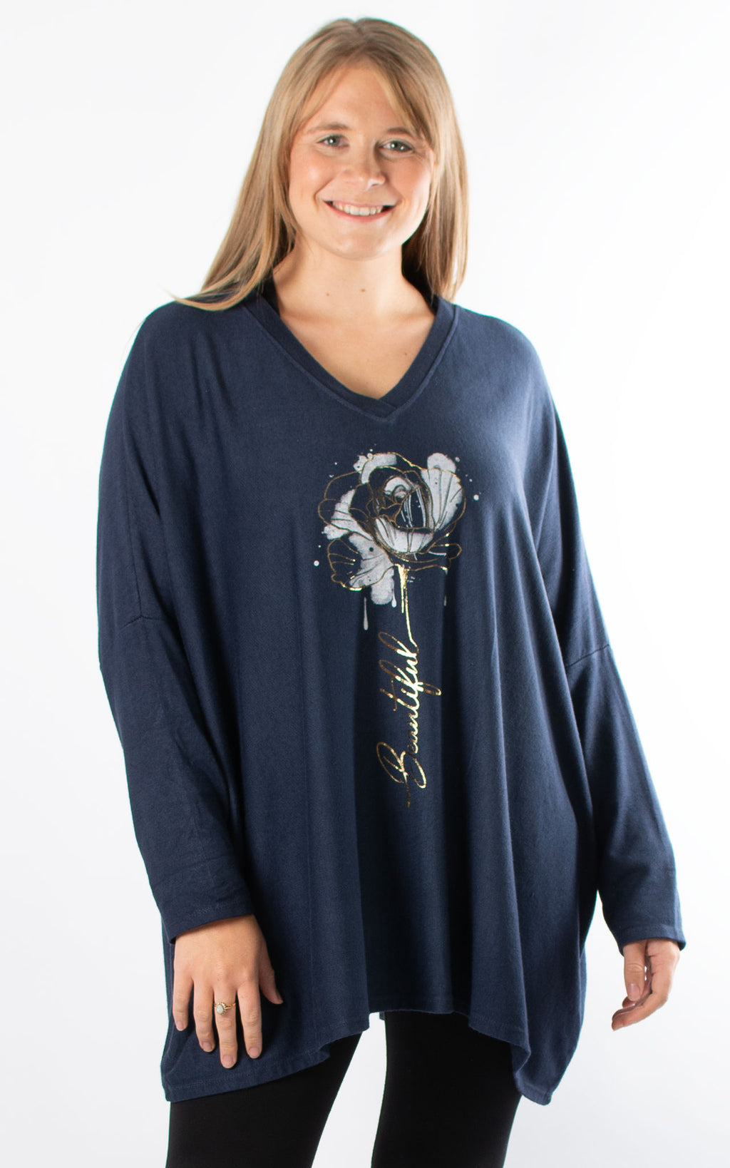 Beautiful Flower Top | Navy