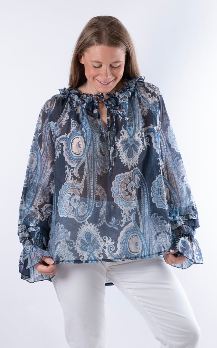 Bella Paisley Blouse | Navy