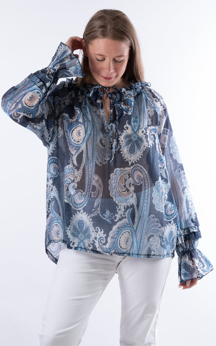 Bella Paisley Blouse | Navy