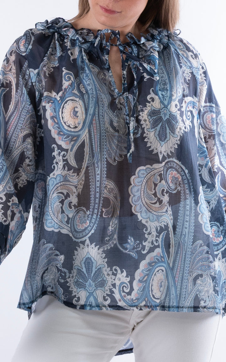 Bella Paisley Blouse | Navy