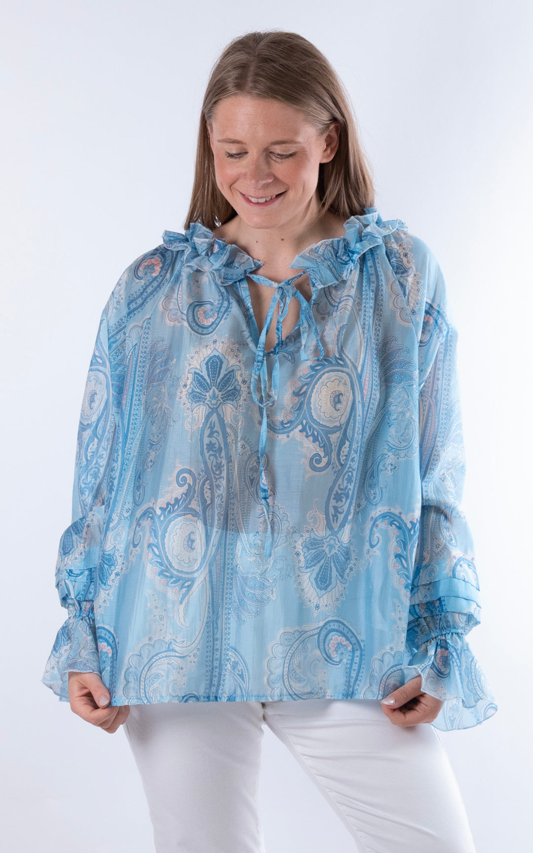 Bella Paisley Blouse | Pale Blue