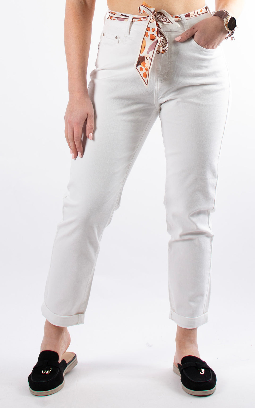 Belted | Mom Jeans |  White