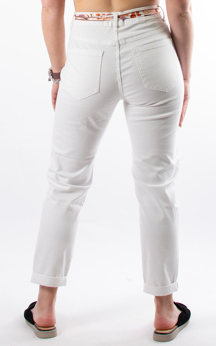 Belted | Mom Jeans |  White