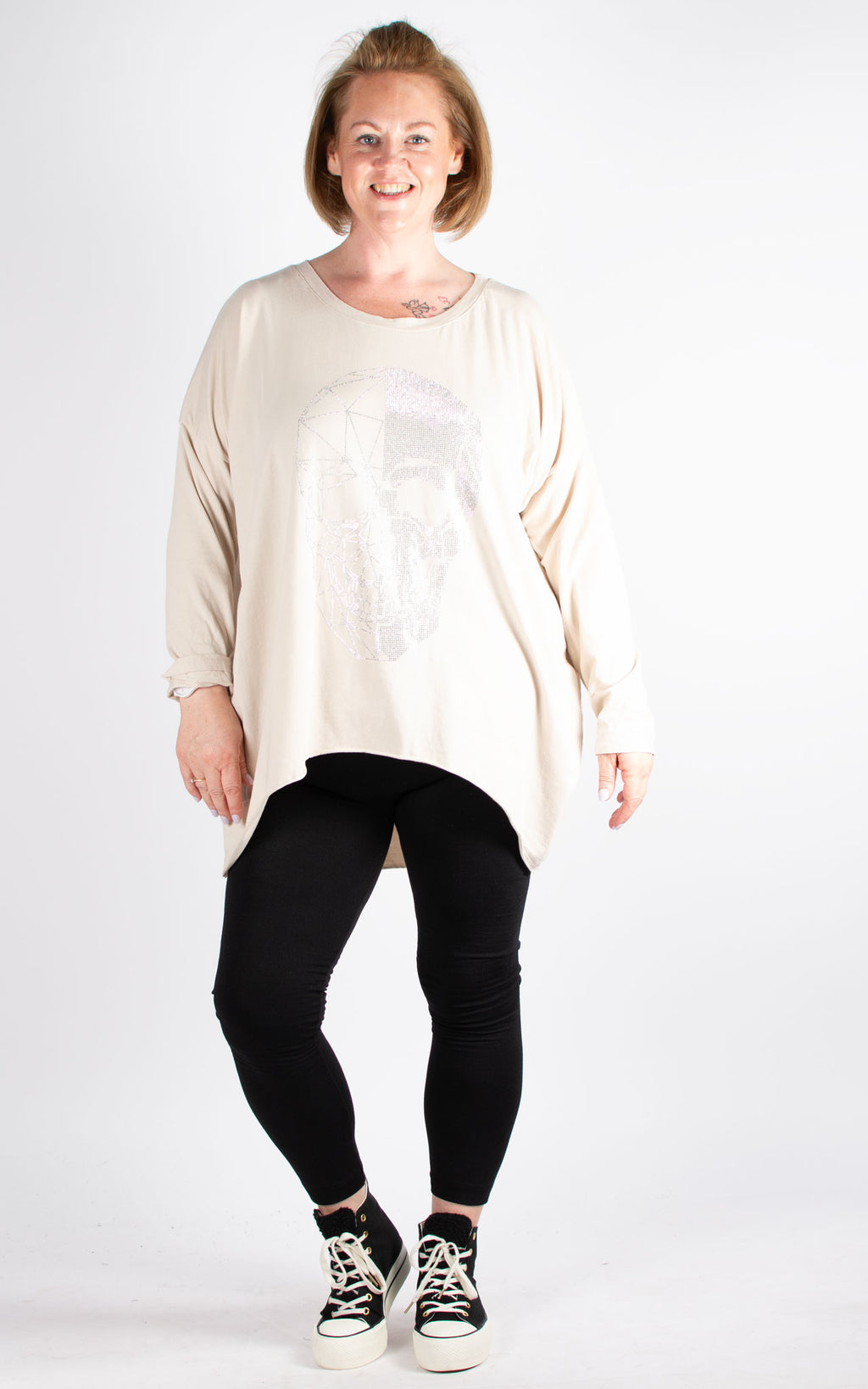 Bethany Long Sleeve | Skull | Beige