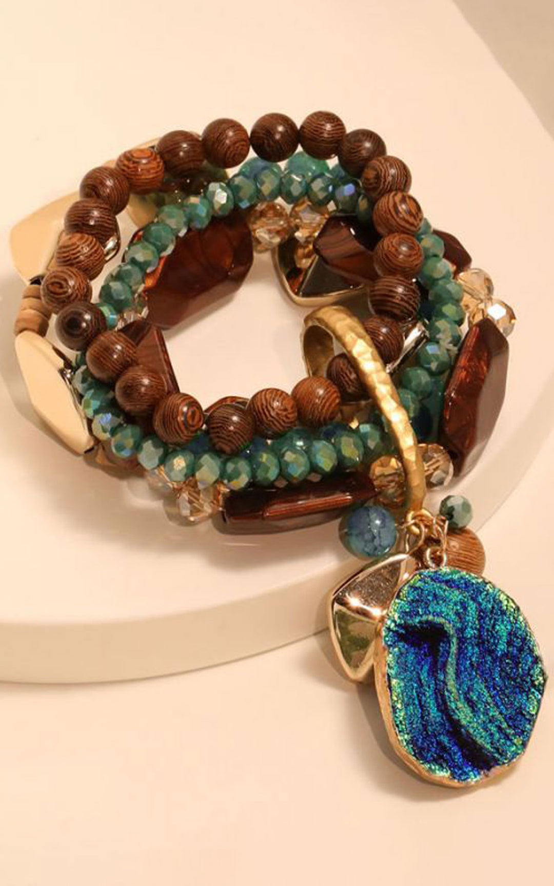 Bracelet | Stretchy Multi Layered | Blue