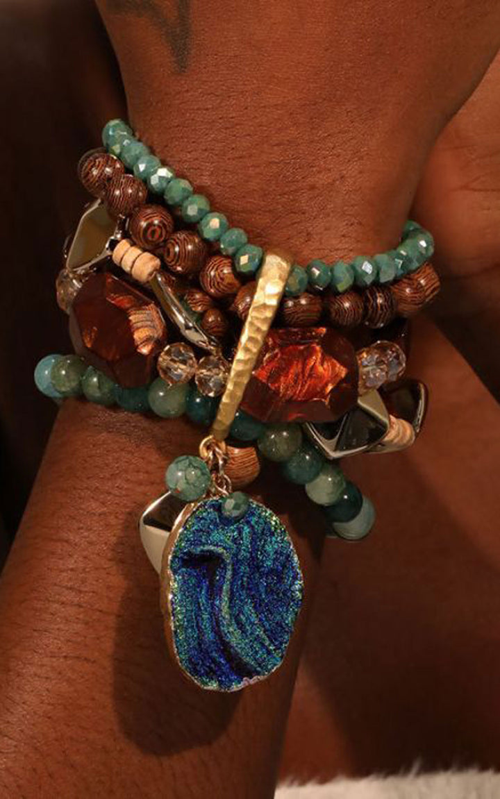 Bracelet | Stretchy Multi Layered | Blue