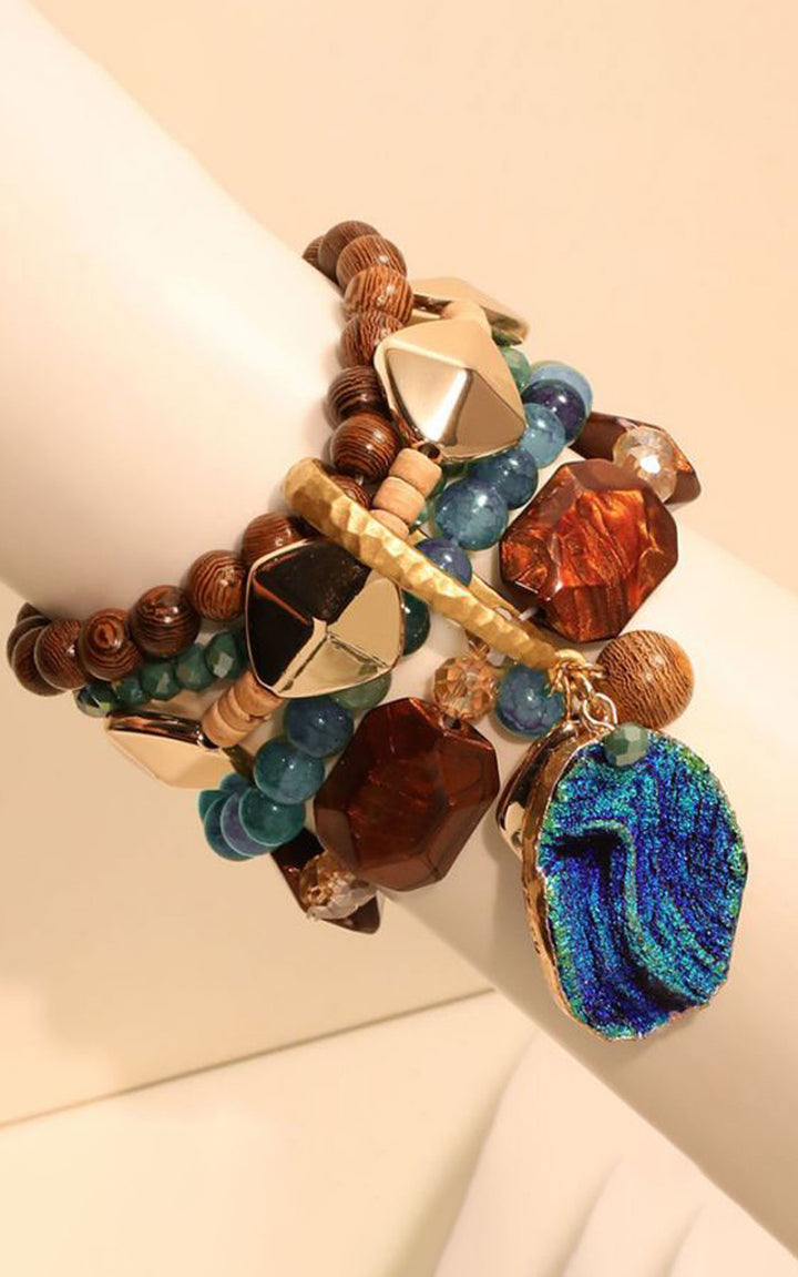 Bracelet | Stretchy Multi Layered | Blue
