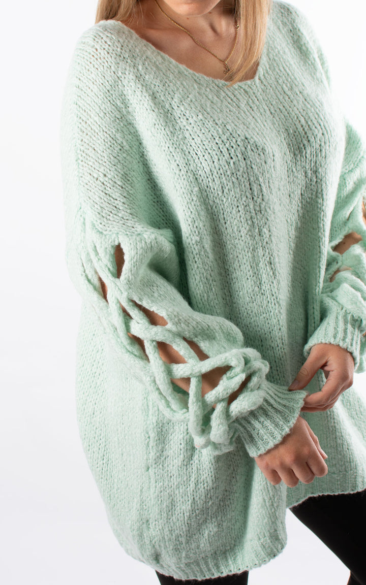 Braided Sleeve Knit | Mint