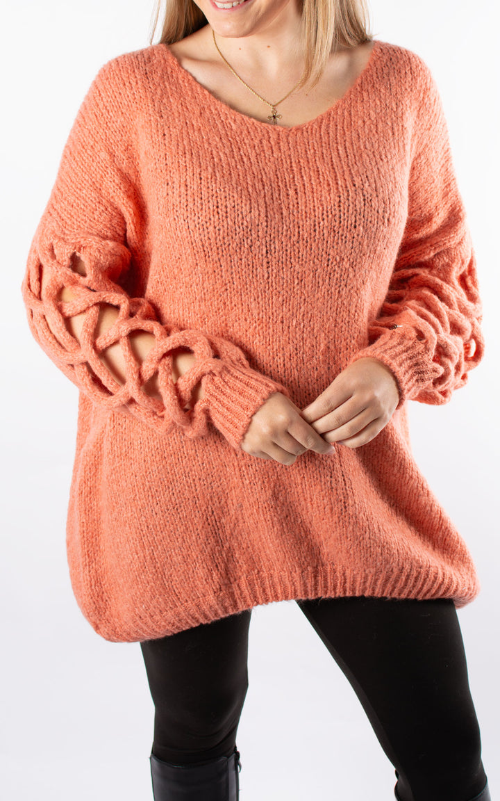 Braided Sleeve Knit | Peach